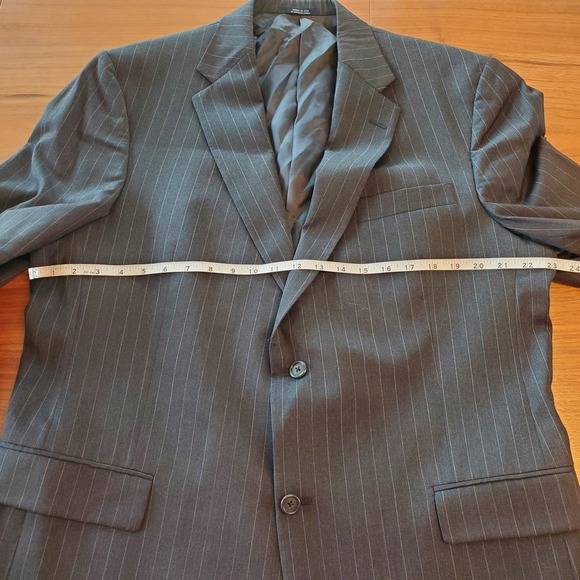 Hart Schaffner Marx Pinstripe Wool Men's formal career Suit Sz 44L Charcoal gray - Picture 10 of 16